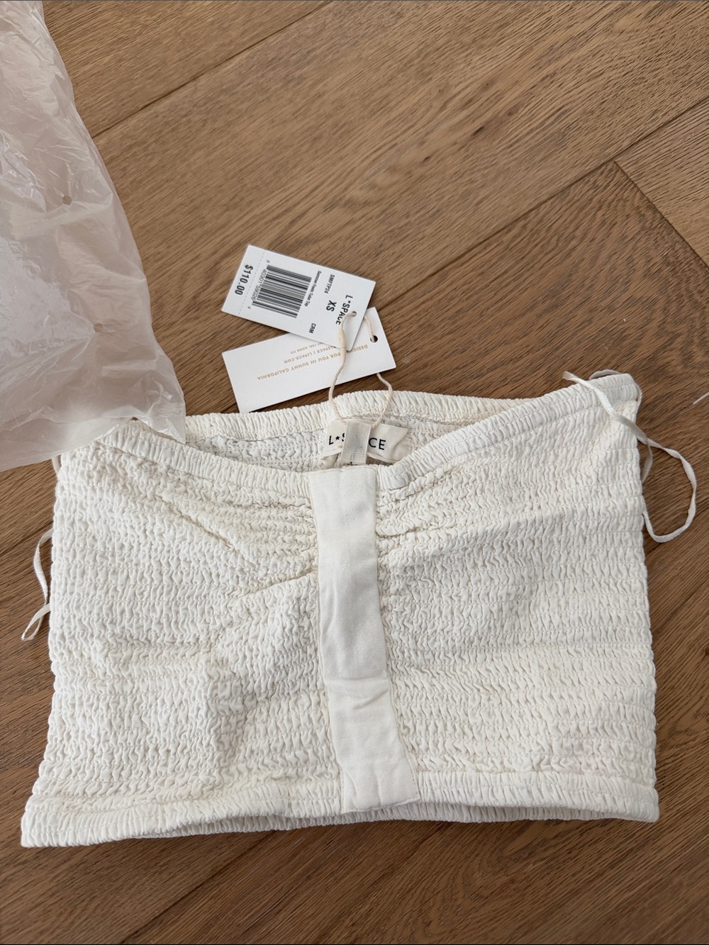 L Space Smocked Ivory Tube Top XS